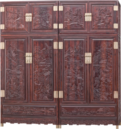 山水圖頂箱柜
